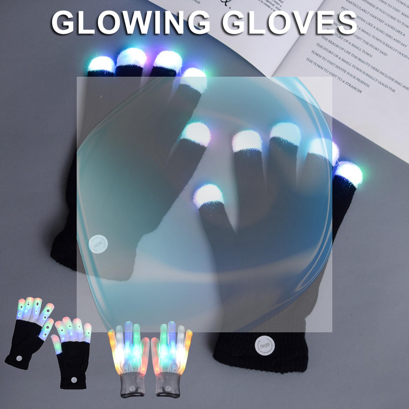 Led Gloves Music - LED Blinkende Finger-Leuchthandschuhe Atmungsaktive Bunte Rave-Leuchtfäustlinge