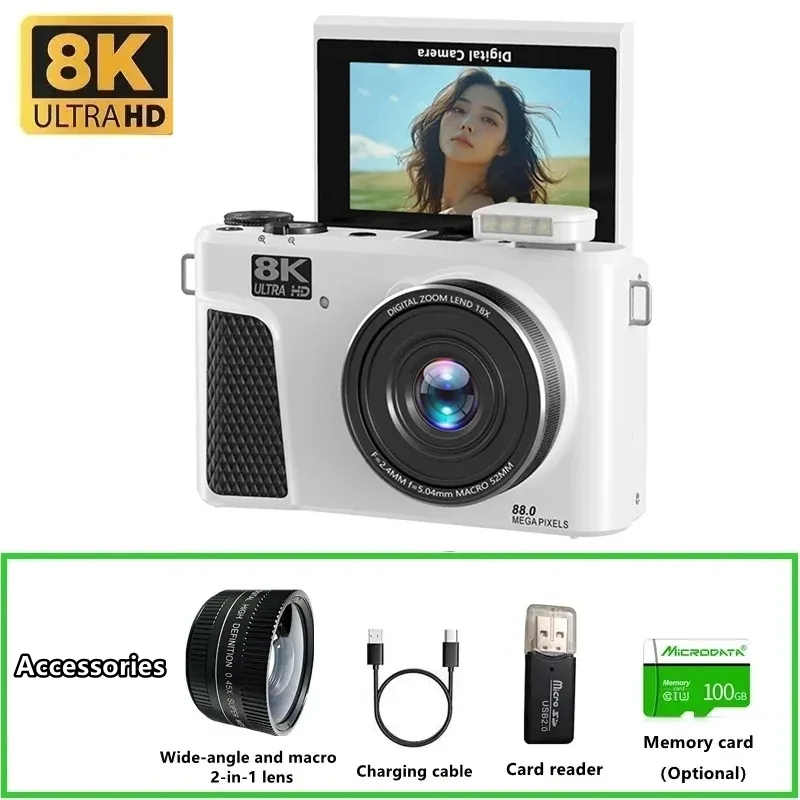 Digital Photo Frame Wifi - WD300 8K Digitalkamera 88MP Video-Log-Kamera, geeignet