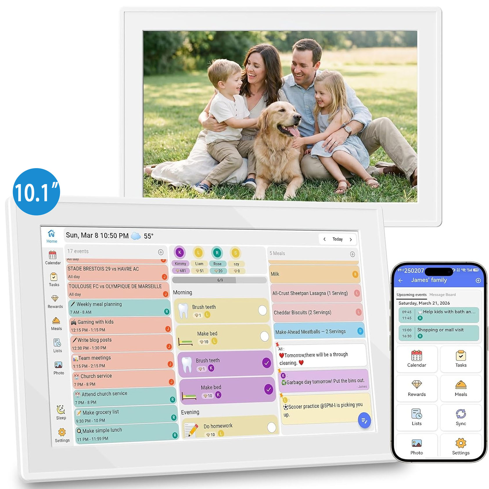 Digital Photo Frame Wifi - 10,1 Zoll WLAN Digitaler Familienkalender Smart