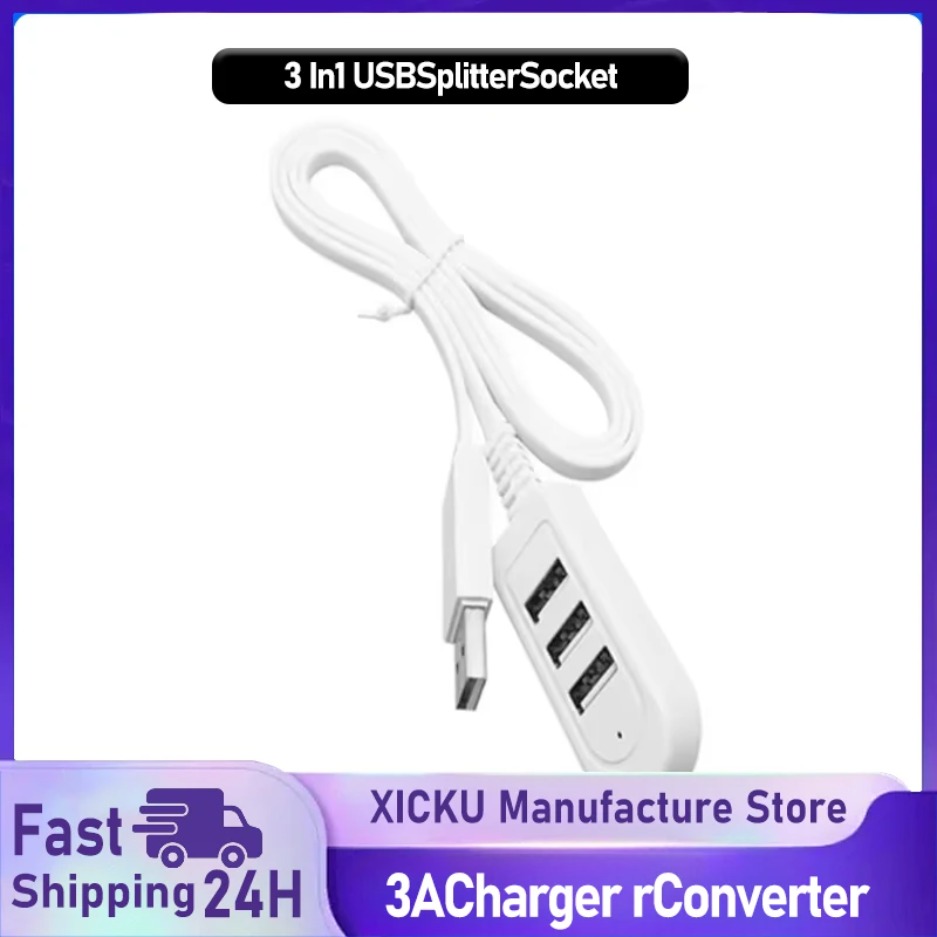 Electronics Gadgets Wholesale - 3-in-1 USB-Splitter-Steckdose Multifunktionaler 3A-Ladekonverter USB-Port-Hub Digitale