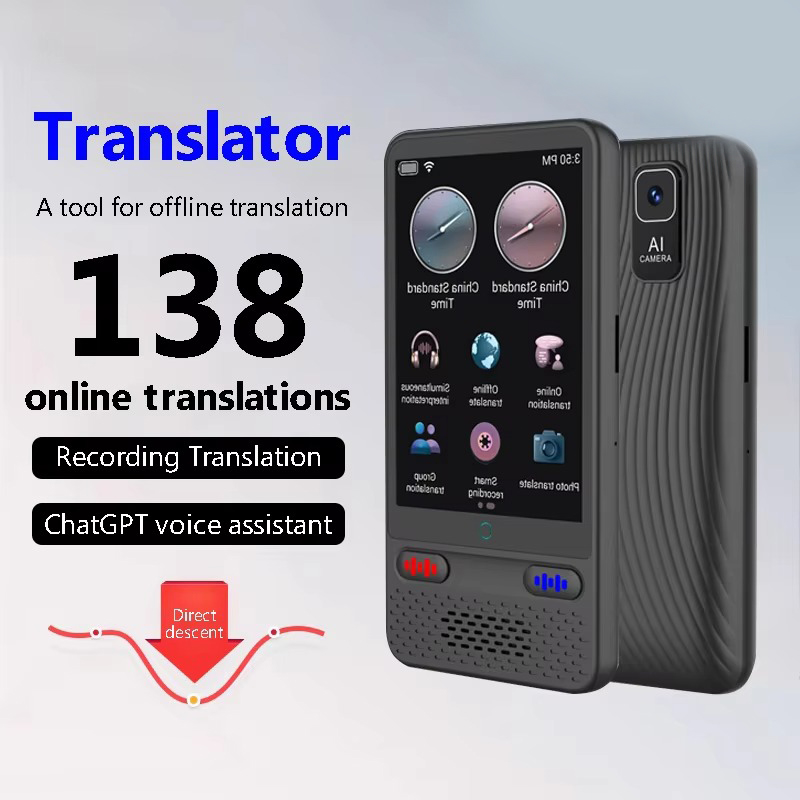 Portable Translator Device - Sprachübersetzer KI-Übersetzung unterstützt ChatGPT 138 Sprachen