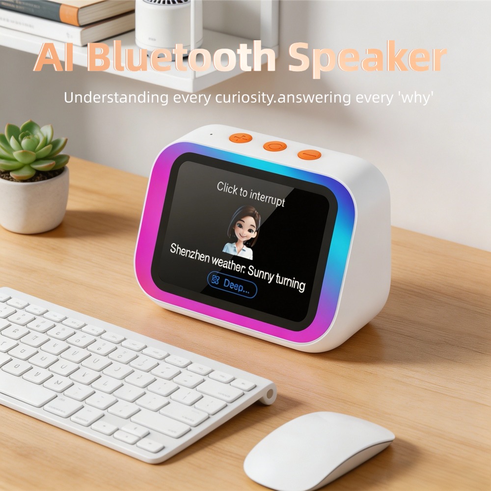 Portable Translator Device - KI-Bluetooth-Lautsprecher 5.4 mit KI-Sprachassistent, HD-Touchscreen-Display, elektronischem
