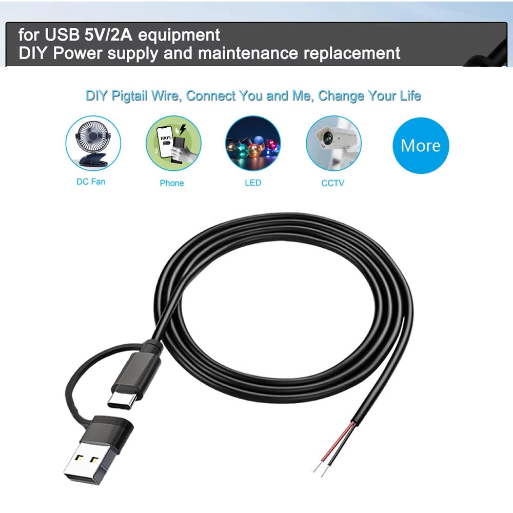 DC 2-poliges Stromkabel USB un – Diy Electronics Gadgets Bewertung und Preis